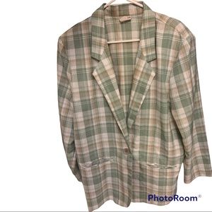 Modern Essentials Cream/Brown/Green Blazer Size Large- gently worn